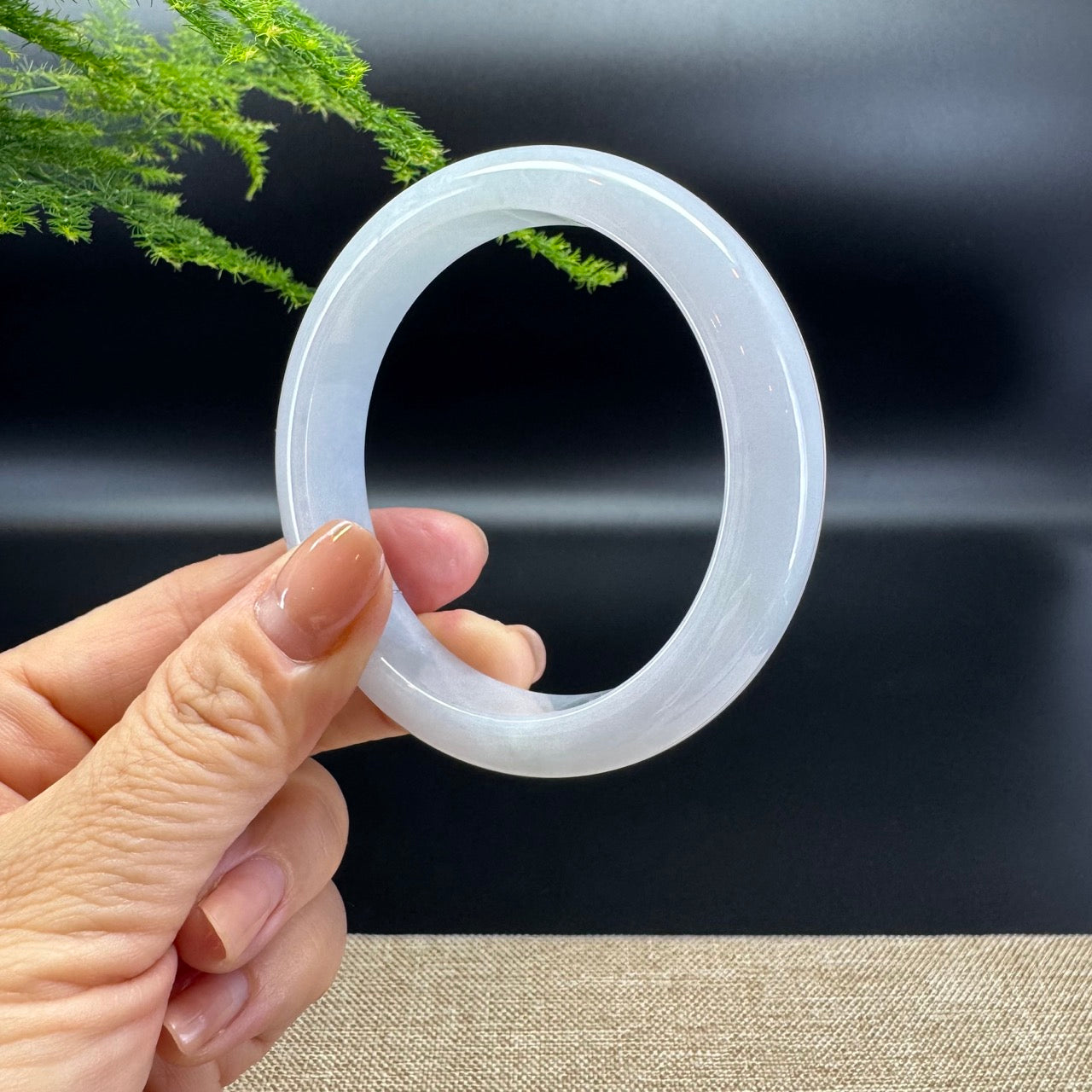 Genuine Burmese Lavender Green Jade Jadeite Bangle Bracelet ( 58.8mm )