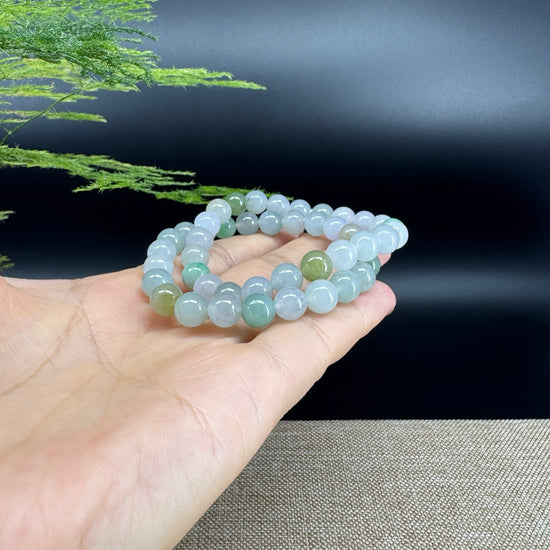 RealJade® Co. Genuine Jadeite Jade Round Multi-Colors Beads Bracelet (8mm)