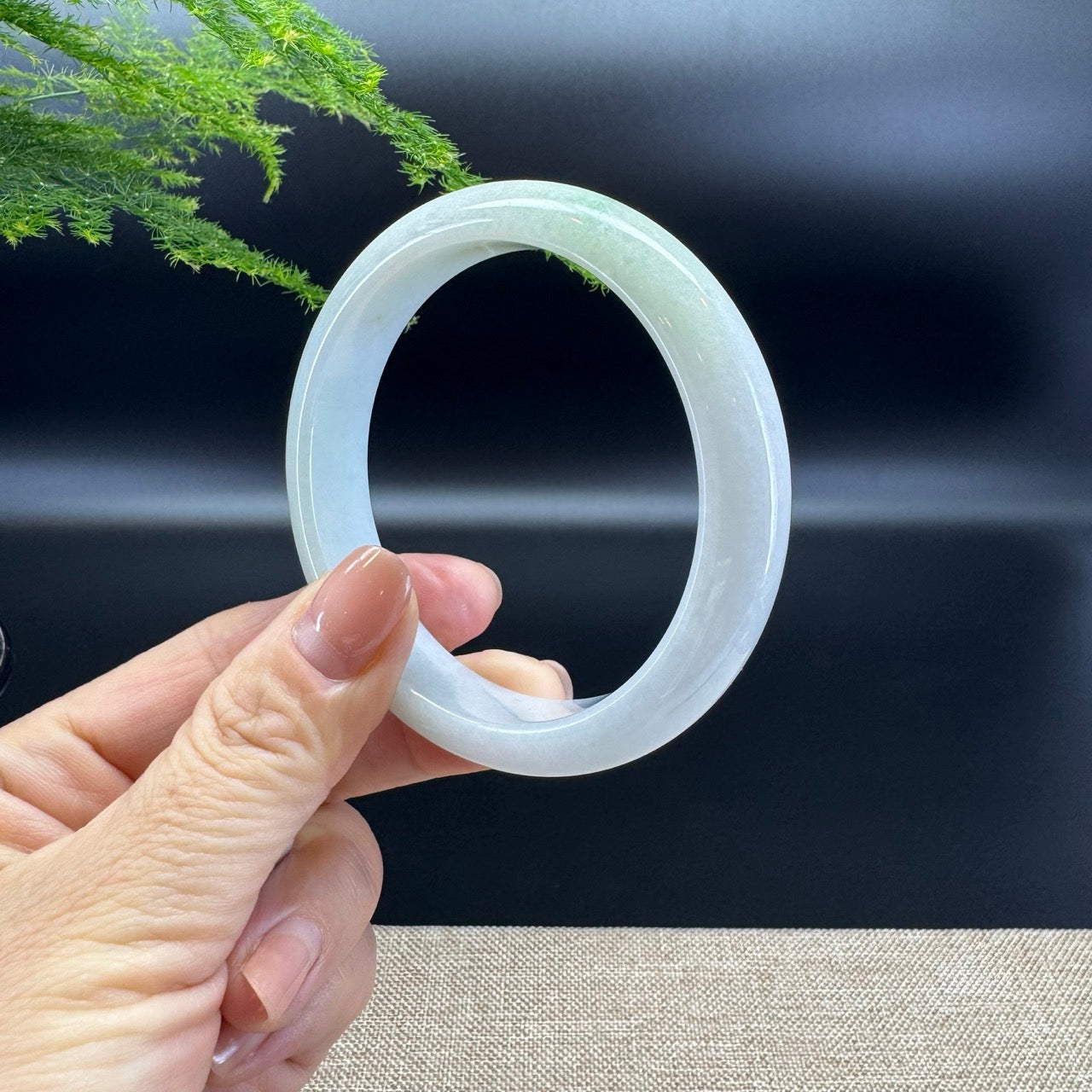 Genuine Burmese Lavender Green Jade Jadeite Bangle Bracelet ( 58.7mm )