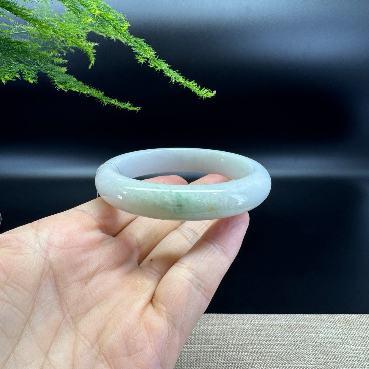 Genuine Burmese Lavender Green Jade Jadeite Bangle Bracelet ( 58.7mm )