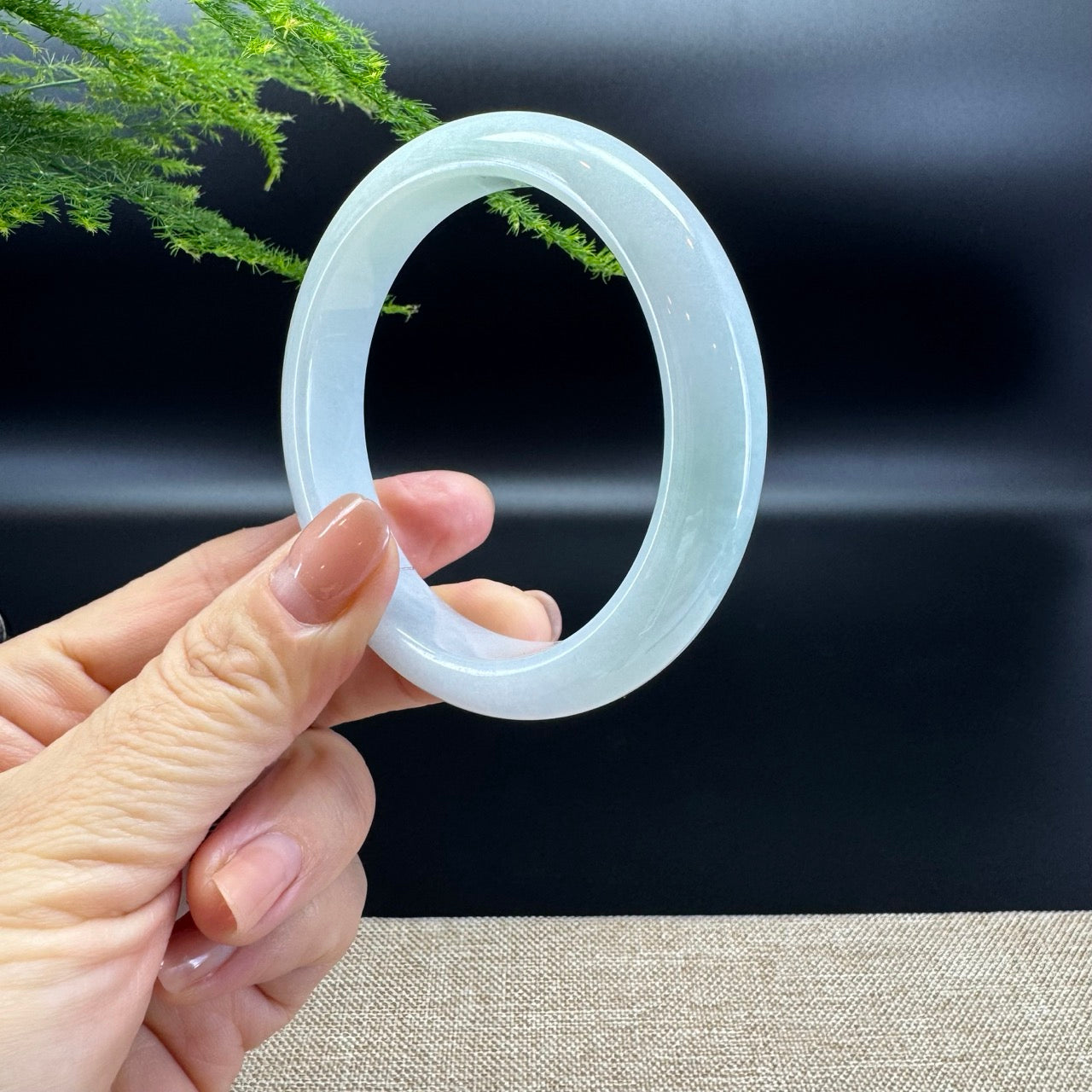 Genuine Burmese Lavender Green Jade Jadeite Bangle Bracelet ( 58.1mm )