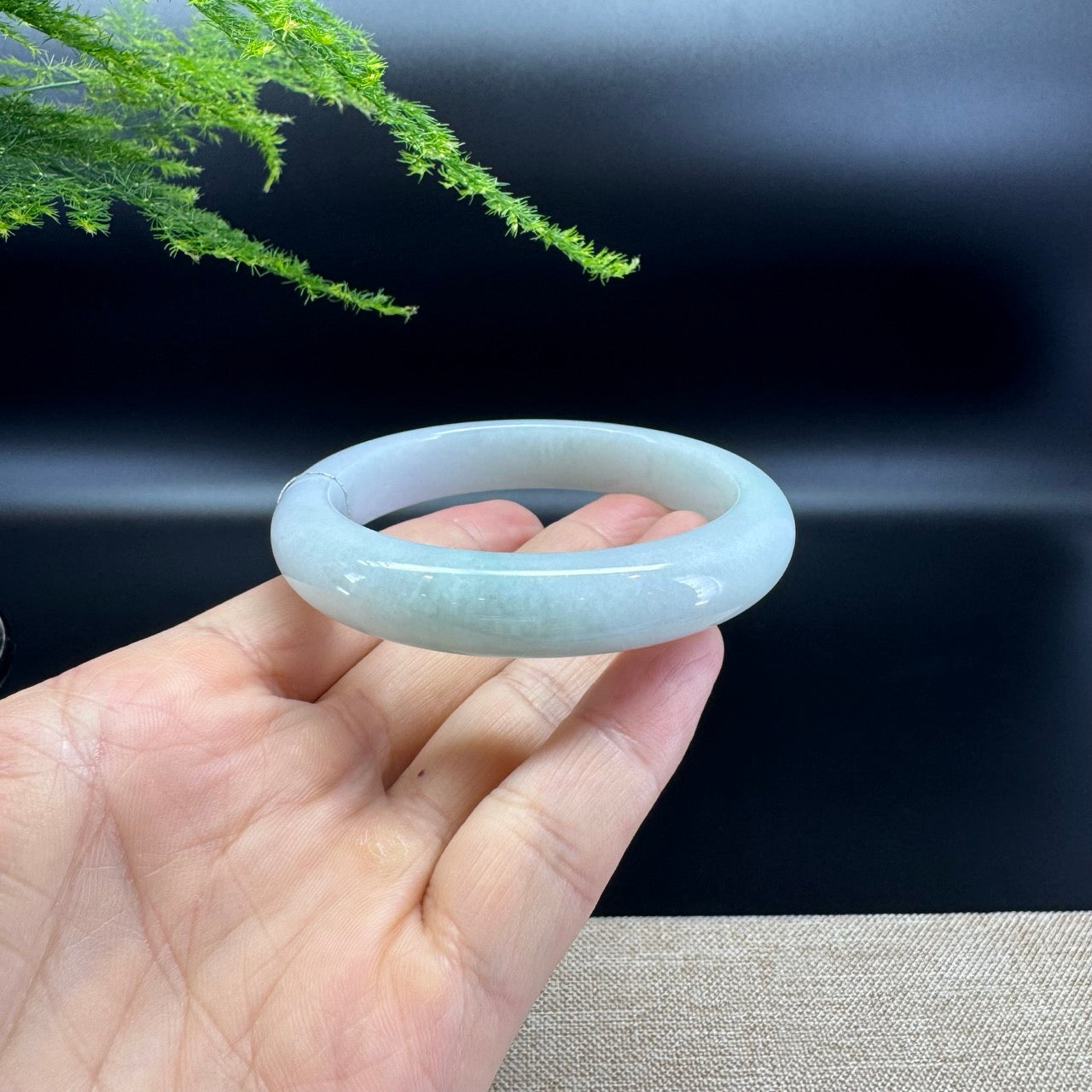 Genuine Burmese Lavender Green Jade Jadeite Bangle Bracelet ( 58.1mm )