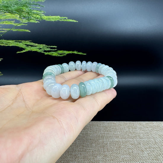 "Lucky Coin" Koukou Jadeite Jade 9 mm Icy Green Beads Bracelet ( 9mm )