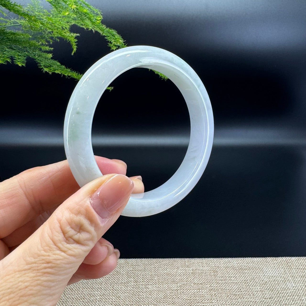 High end Genuine Burmese Lavender Green Jade Jadeite Bangle Bracelet ( 58.9mm )