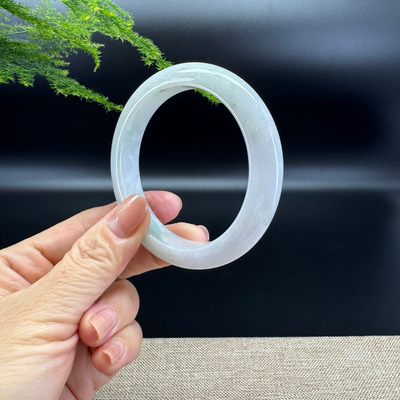 High end Genuine Burmese Lavender Green Jade Jadeite Bangle Bracelet ( 58.9mm )