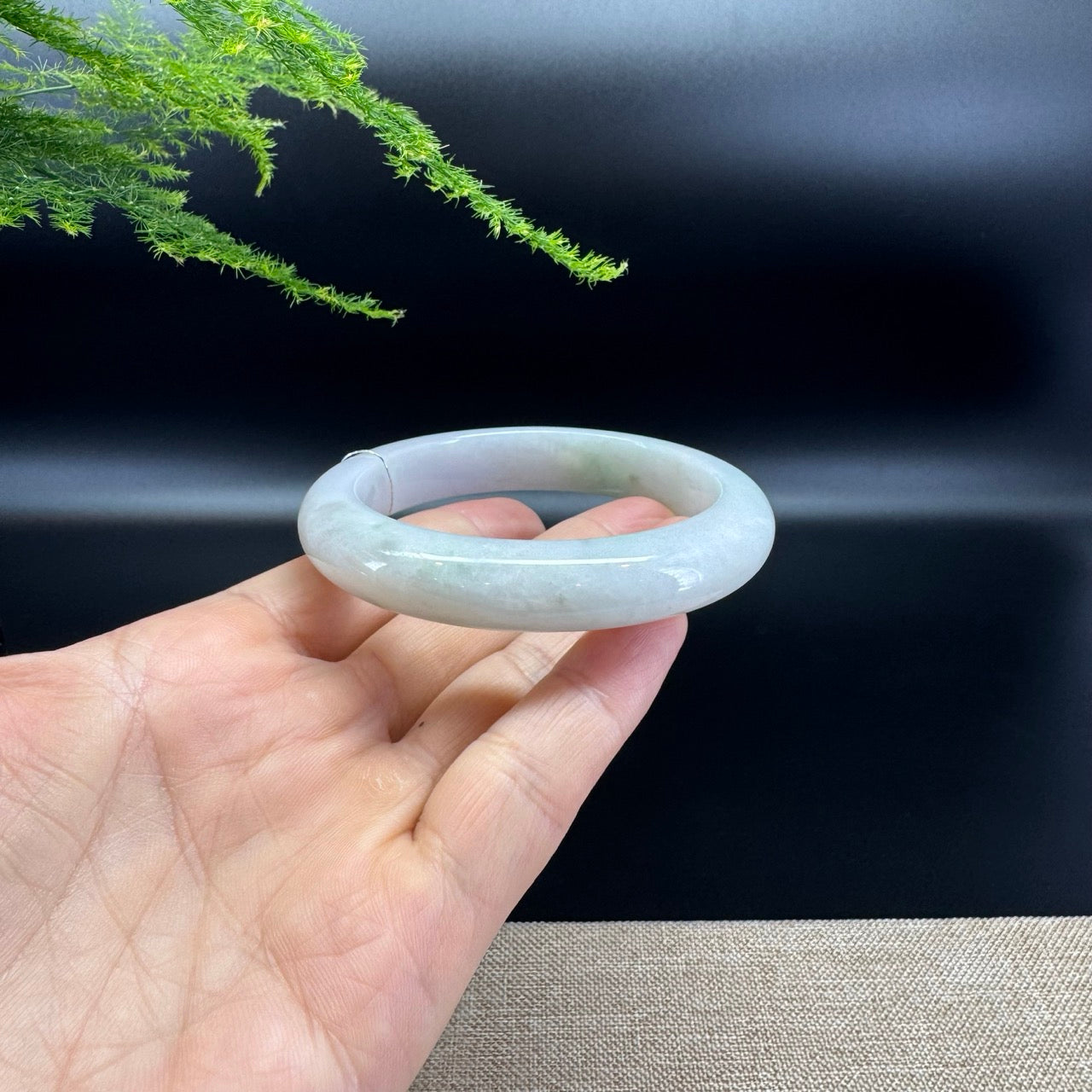 High end Genuine Burmese Lavender Green Jade Jadeite Bangle Bracelet ( 58.9mm )