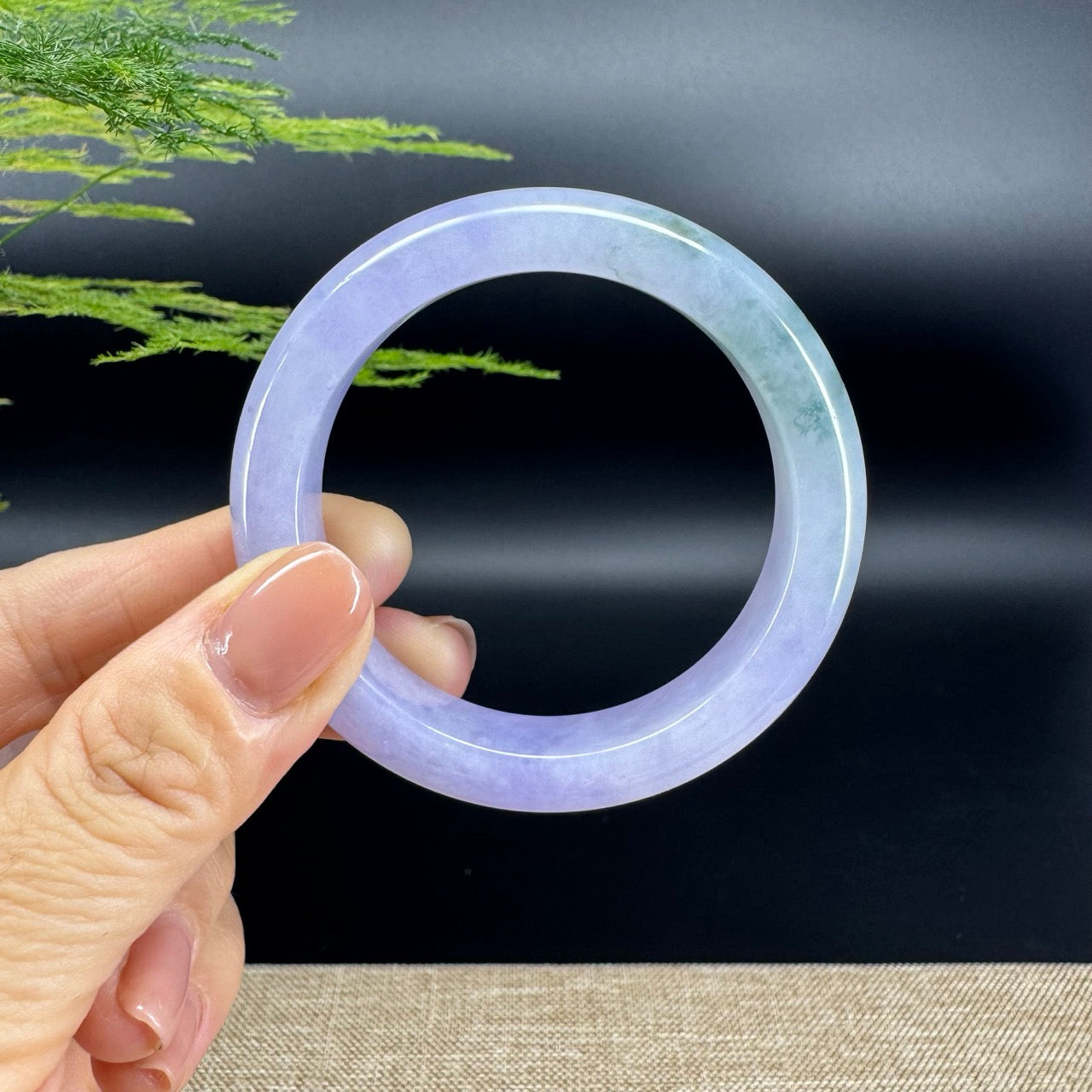 Genuine Burmese Icy Lavender Green Jade Jadeite Bangle Bracelet (51mm)