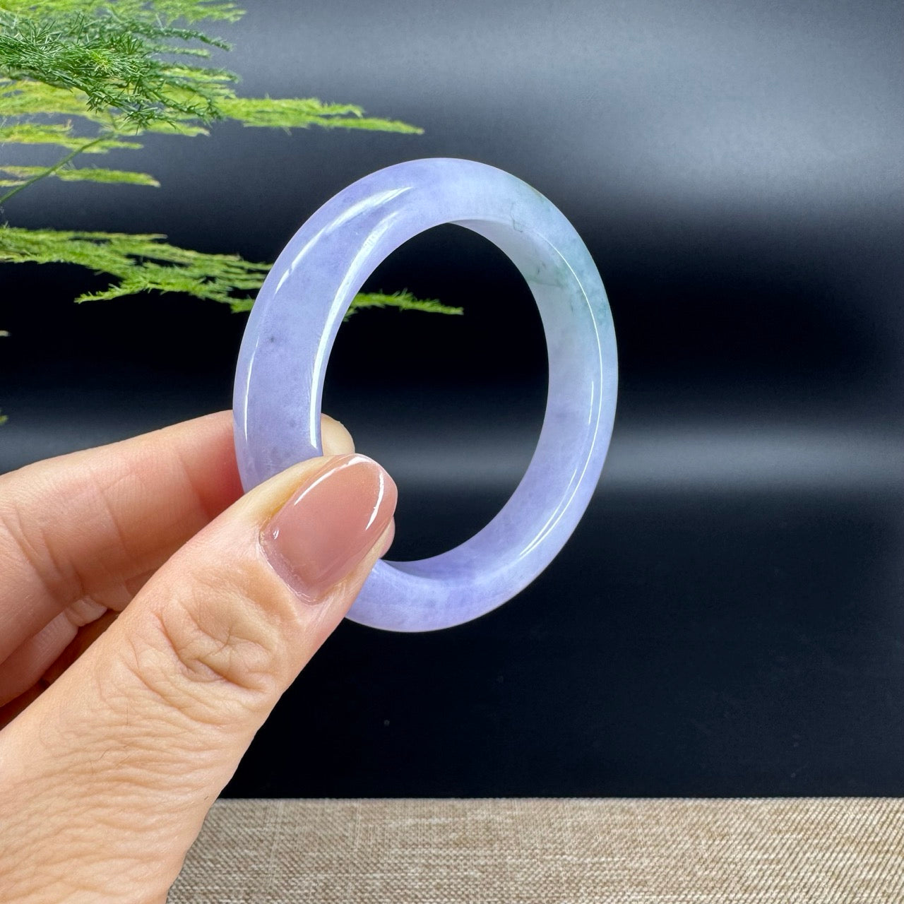 Genuine Burmese Icy Lavender Green Jade Jadeite Bangle Bracelet (51mm)