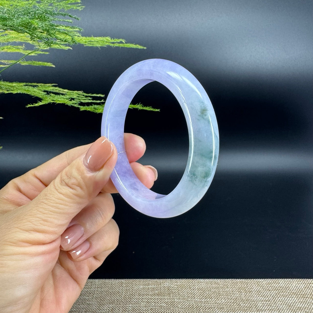 Genuine Burmese Icy Lavender Green Jade Jadeite Bangle Bracelet (51mm)