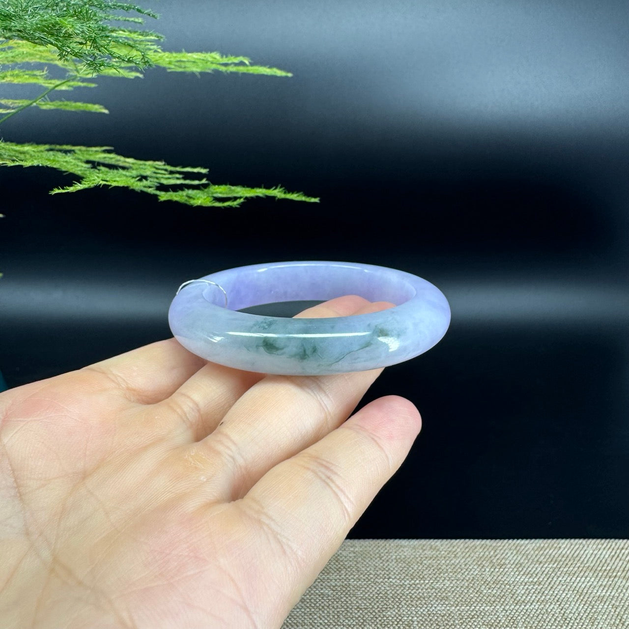 Genuine Burmese Icy Lavender Green Jade Jadeite Bangle Bracelet (51mm)