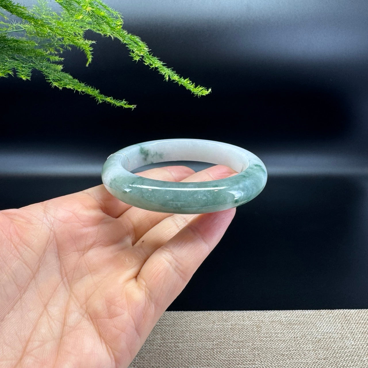 Genuine Burmese Icy Green Jade Jadeite Bangle Bracelet ( 58.8mm )