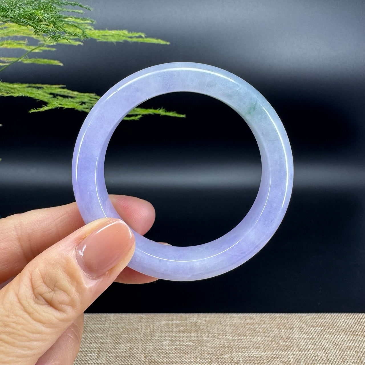 Genuine Burmese Icy Lavender Green Jade Jadeite Bangle Bracelet (51mm)