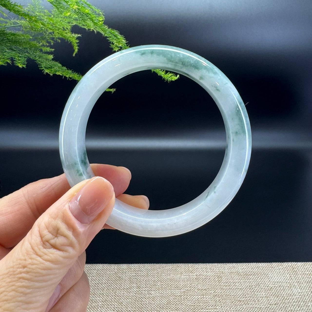 Genuine Burmese Icy Green Jade Jadeite Bangle Bracelet ( 58.8mm )