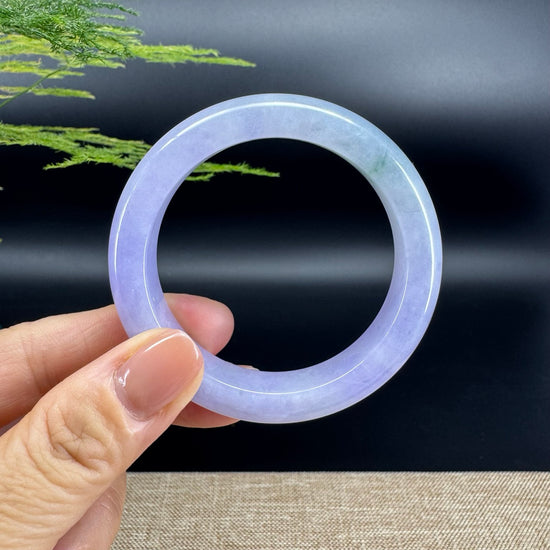 Genuine Burmese Icy Lavender Green Jade Jadeite Bangle Bracelet (51mm)