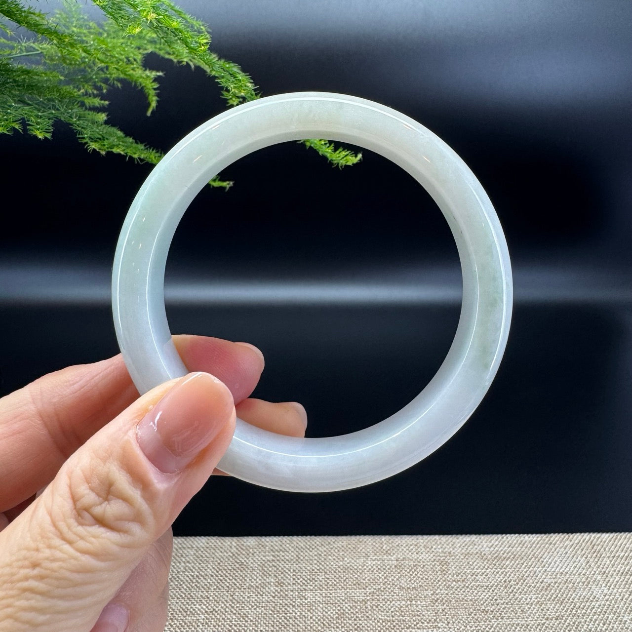 Genuine Burmese Lavender Green Jade Jadeite Bangle Bracelet ( 58.7mm )