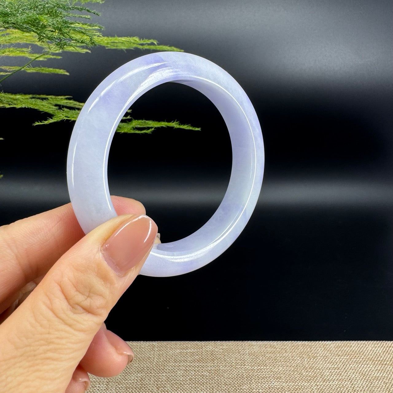 Genuine Burmese Lavender Green Jade Jadeite Bangle Bracelet (56.4mm)