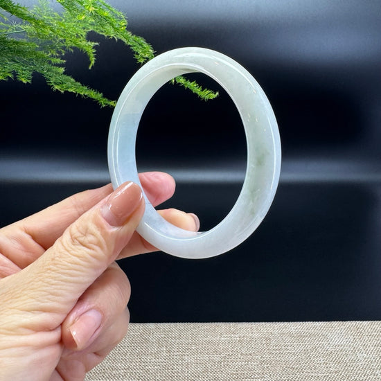 Genuine Burmese Lavender Green Jade Jadeite Bangle Bracelet ( 58.7mm )