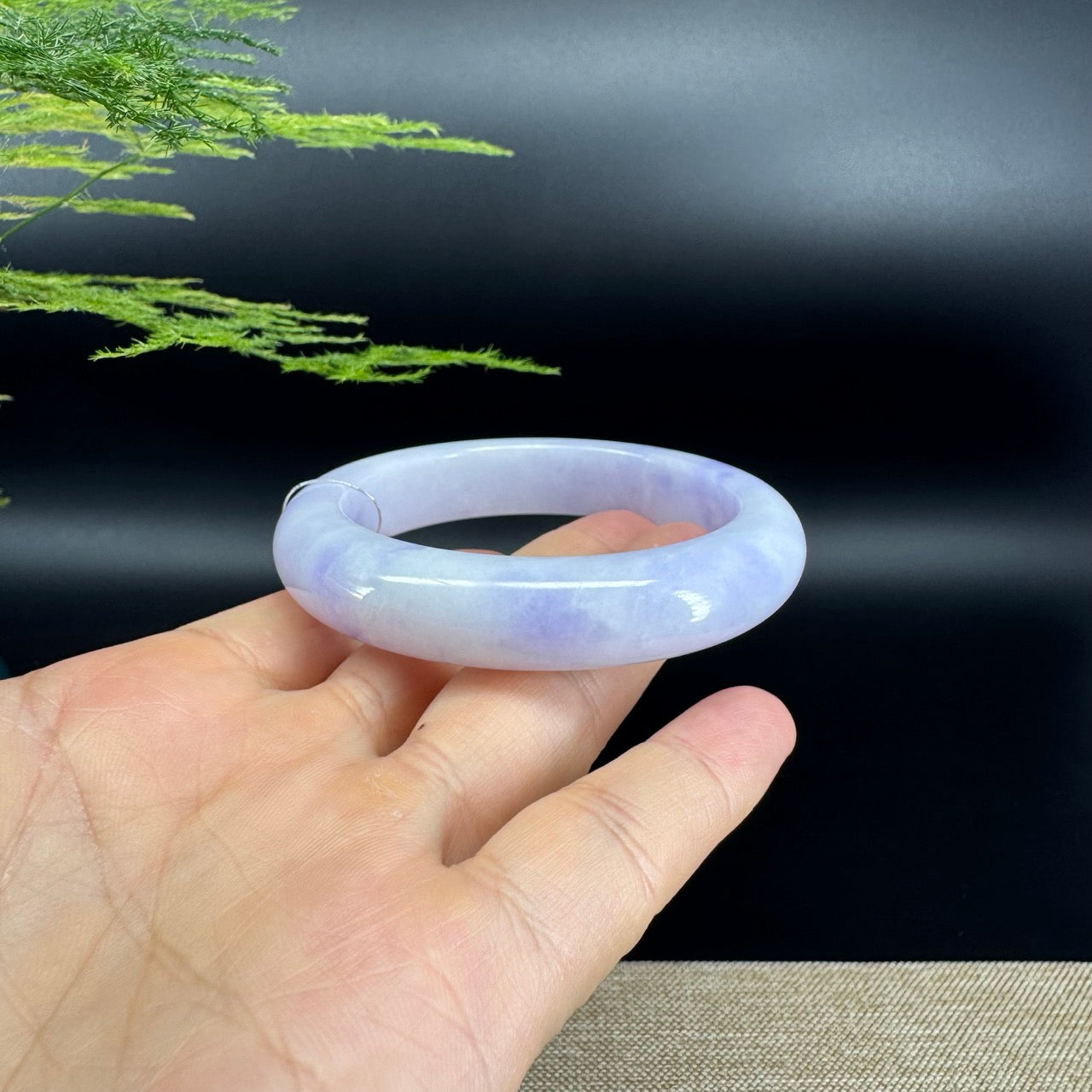 Genuine Burmese Lavender Green Jade Jadeite Bangle Bracelet (56.4mm)