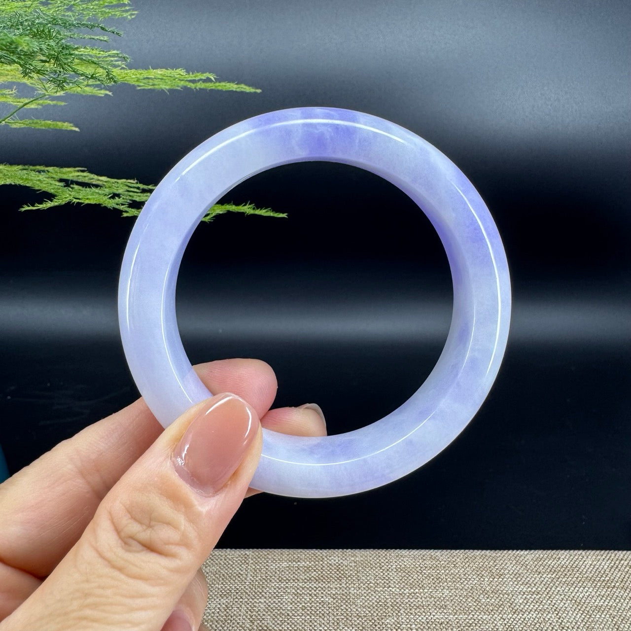 Genuine Burmese Lavender Jade Jadeite Bangle Bracelet (57.6mm)