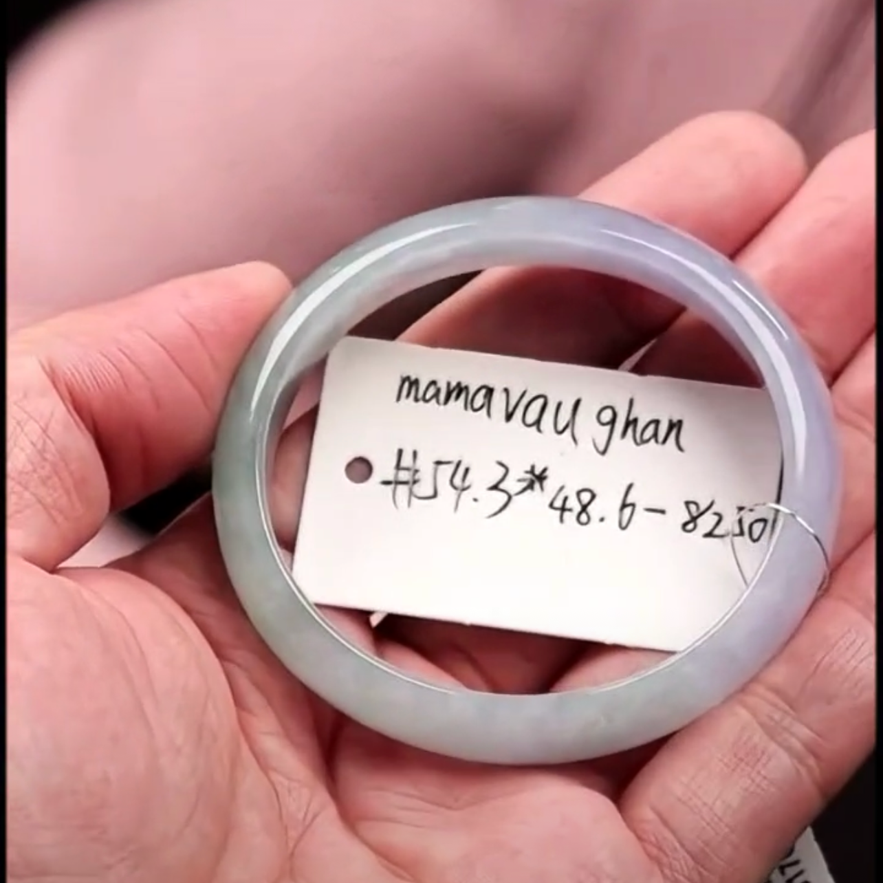 "Live" Natural Icy Blue & Lavender Jadeite Jade Oval Bangle (03/12/26)