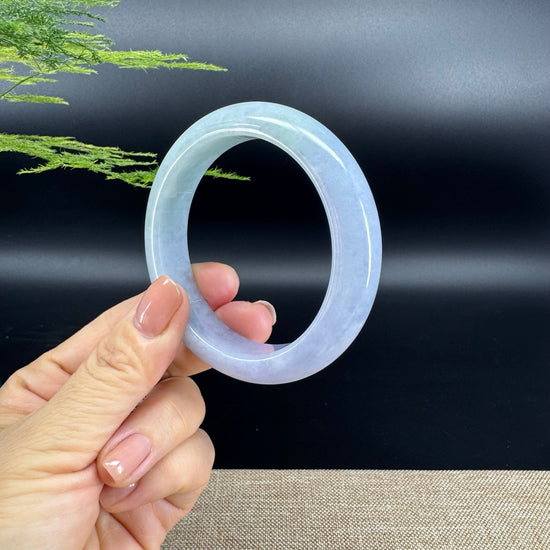 Genuine Burmese Lavender Green Jade Jadeite Bangle Bracelet ( 57.4mm )