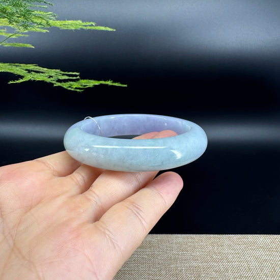 Genuine Burmese Lavender Green Jade Jadeite Bangle Bracelet ( 57.4mm )