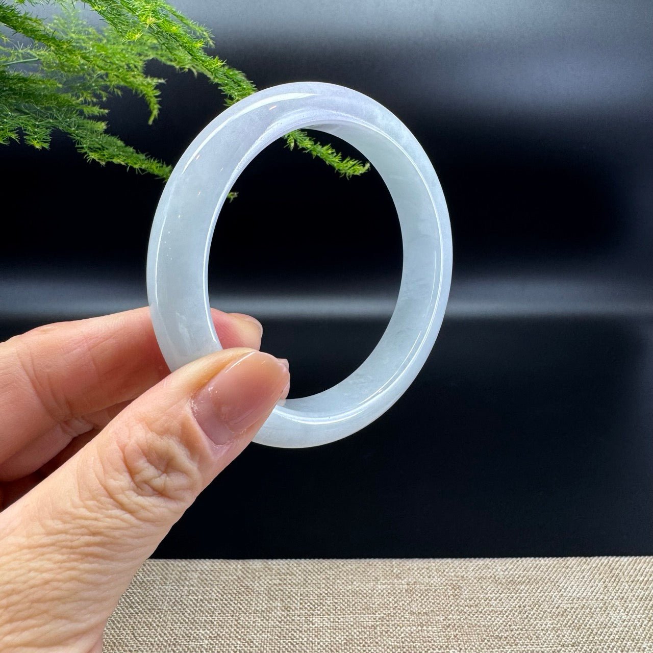 Genuine Burmese Lavender Green Jade Jadeite Bangle Bracelet ( 58.6mm )