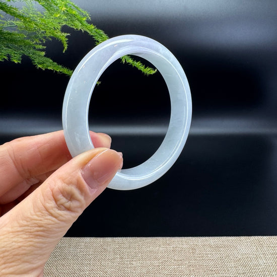 Genuine Burmese Lavender Green Jade Jadeite Bangle Bracelet ( 58.6mm )