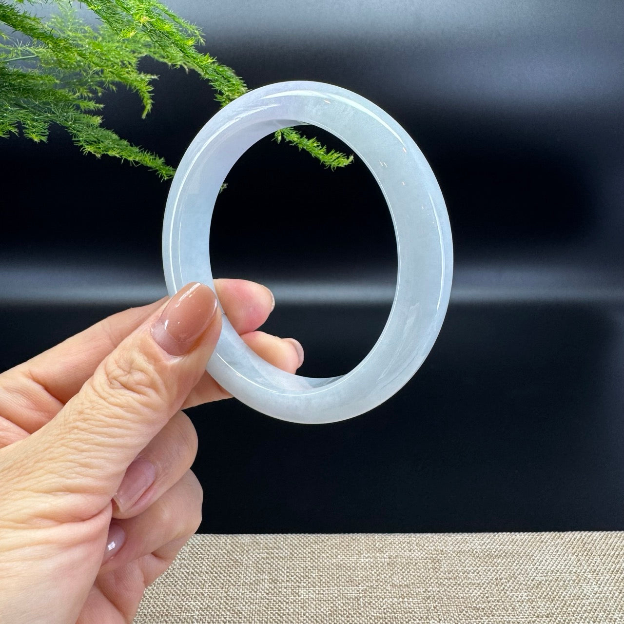 Genuine Burmese Lavender Green Jade Jadeite Bangle Bracelet ( 58.6mm )