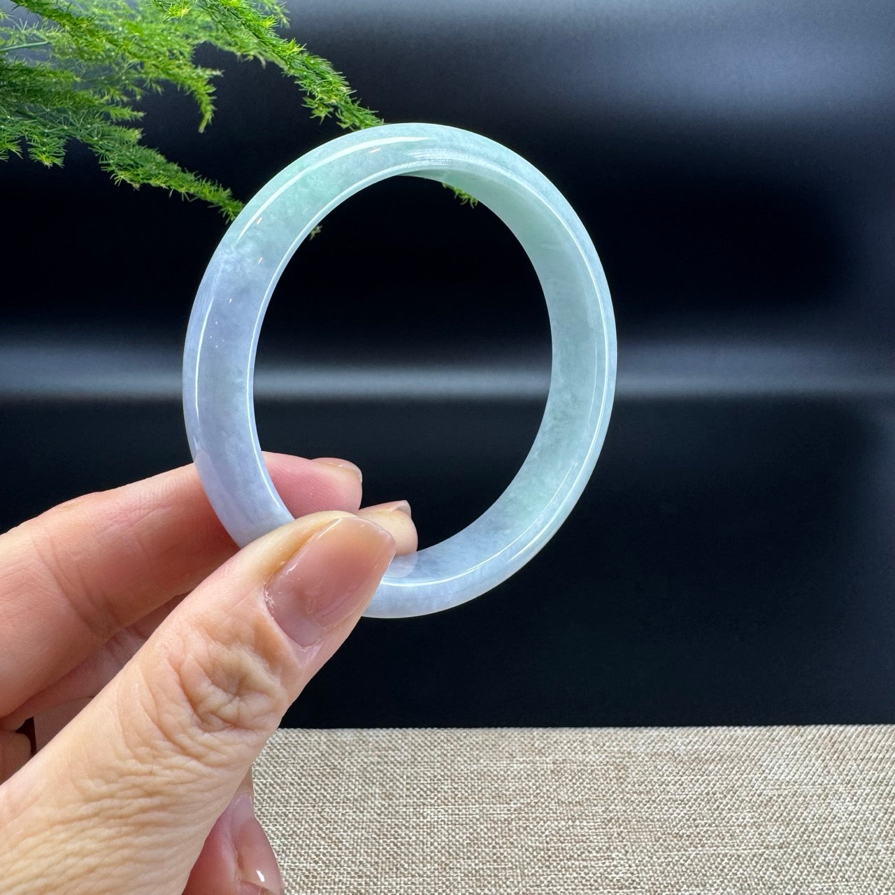 Genuine Burmese Lavender Green Jade Jadeite Bangle Bracelet ( 58.8mm )