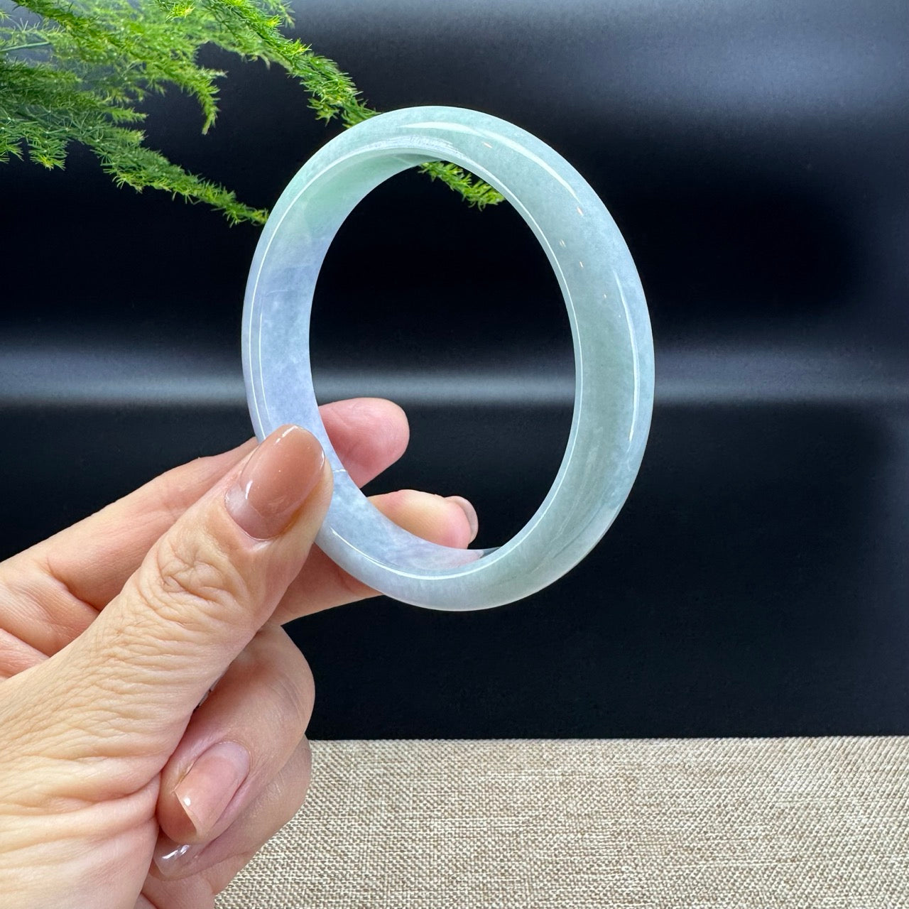 Genuine Burmese Lavender Green Jade Jadeite Bangle Bracelet ( 58.8mm )