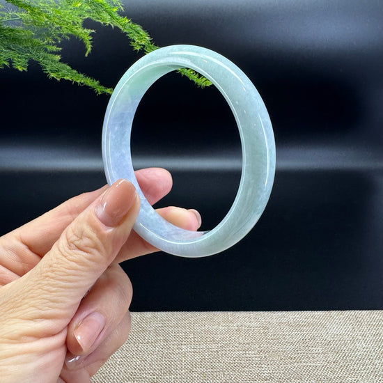 Genuine Burmese Lavender Green Jade Jadeite Bangle Bracelet ( 58.8mm )