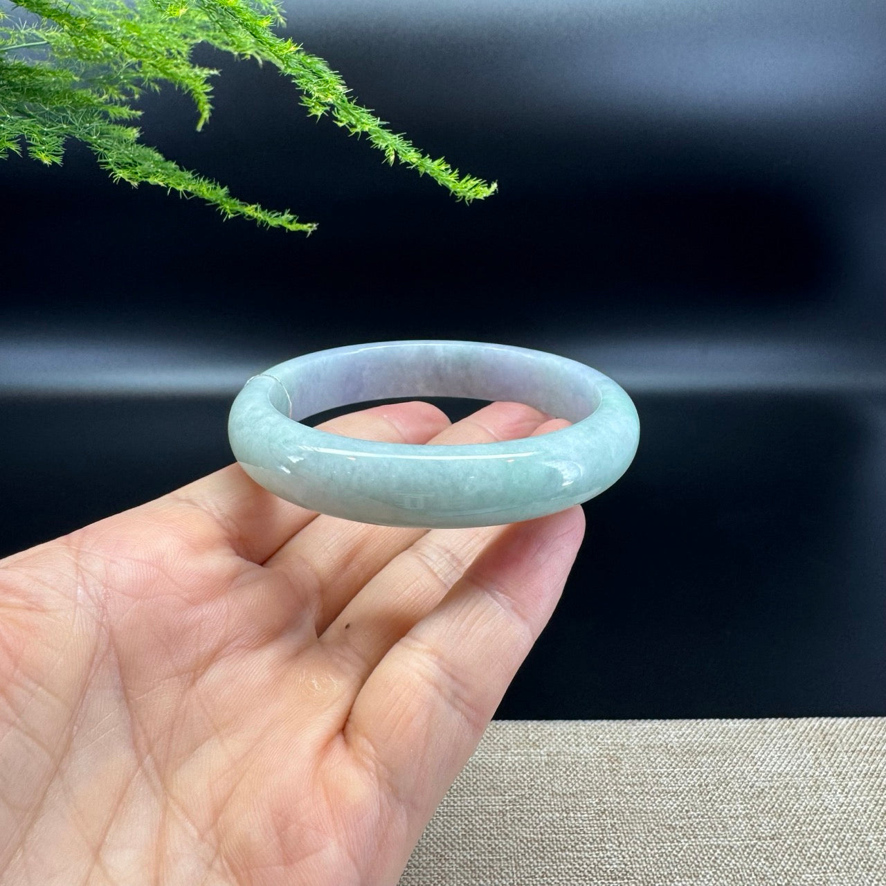 Genuine Burmese Lavender Green Jade Jadeite Bangle Bracelet ( 58.8mm )