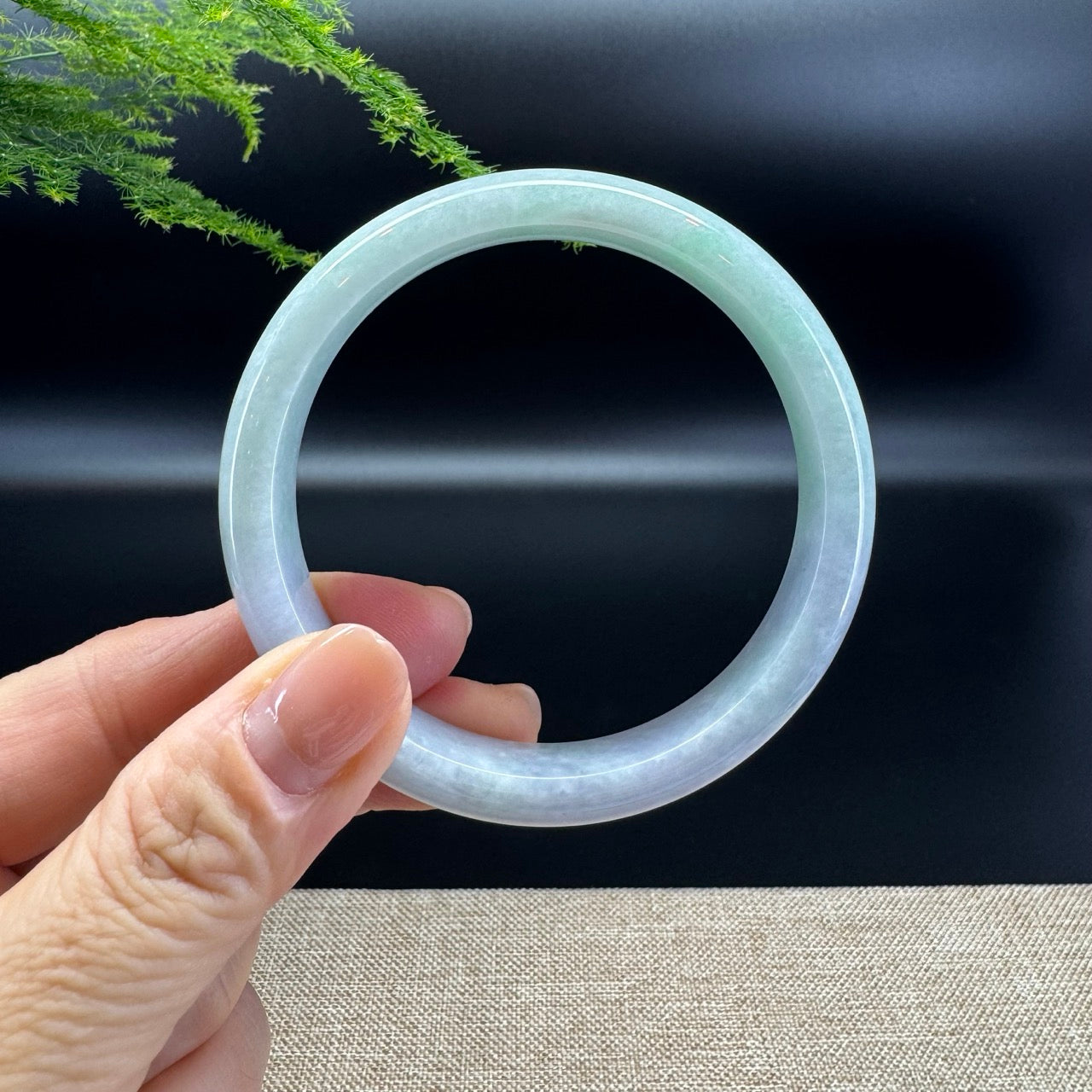 Genuine Burmese Lavender Green Jade Jadeite Bangle Bracelet ( 58.8mm )