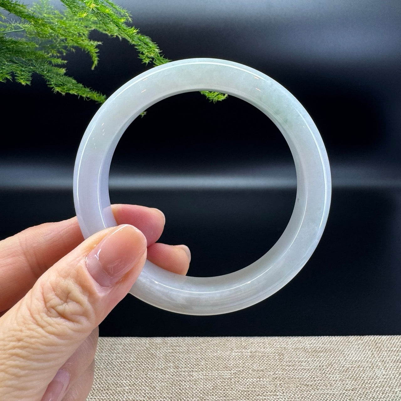 Genuine Burmese Lavender Green Jade Jadeite Bangle Bracelet ( 58.8mm )