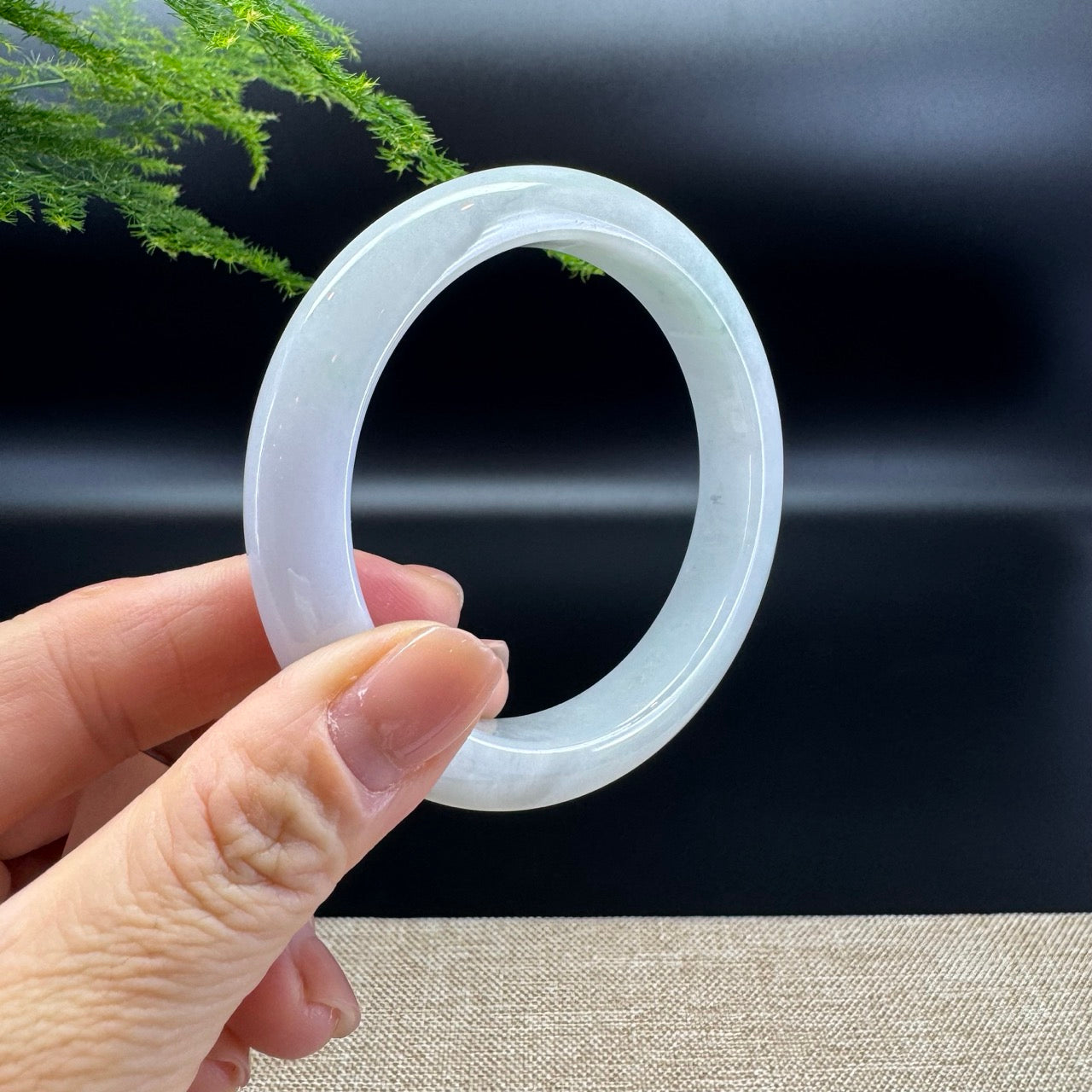 Genuine Burmese Lavender Green Jade Jadeite Bangle Bracelet ( 58.8mm )