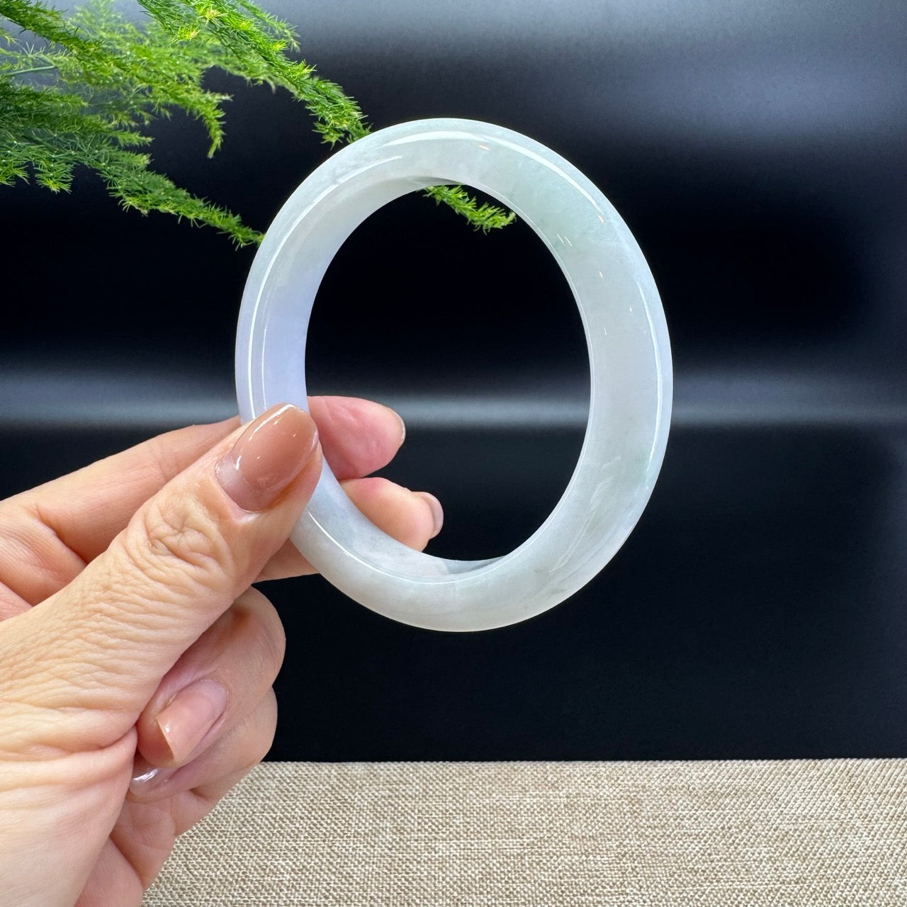 Genuine Burmese Lavender Green Jade Jadeite Bangle Bracelet ( 58.8mm )