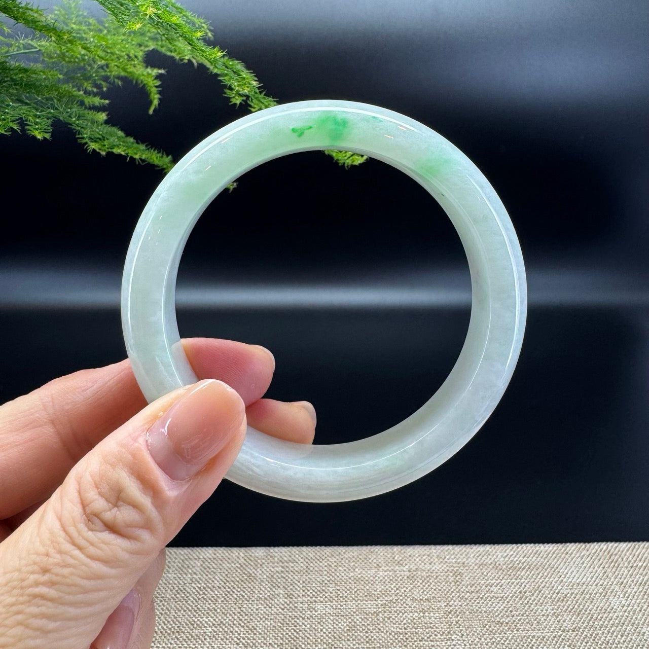 Genuine Burmese Icy Green Jade Jadeite Bangle Bracelet ( 58.4mm )
