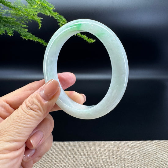Genuine Burmese Icy Green Jade Jadeite Bangle Bracelet ( 58.4mm )