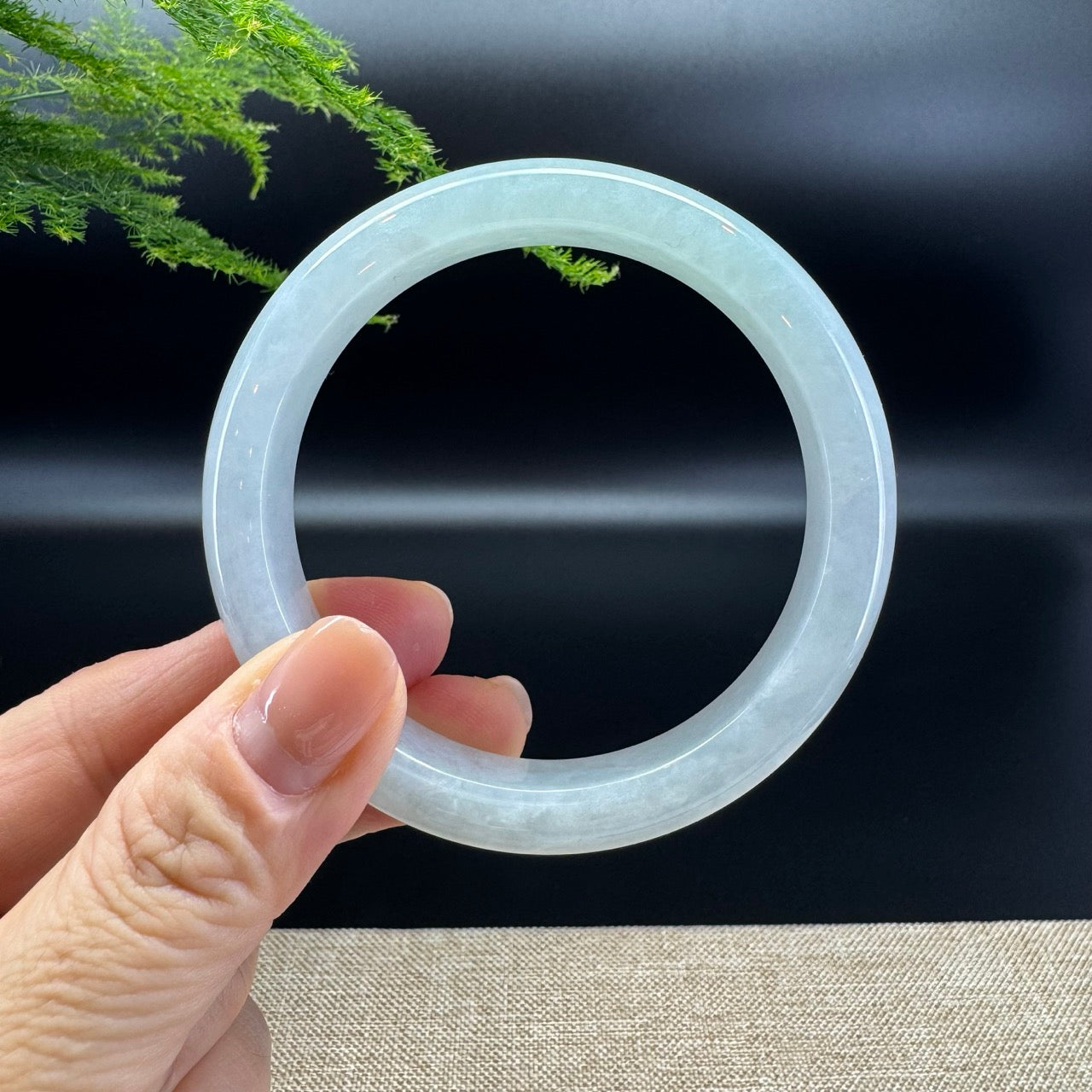 Genuine Burmese Lavender Green Jade Jadeite Bangle Bracelet ( 58.4mm )
