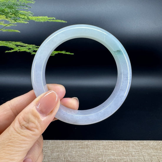 Genuine Burmese Icy Lavender Green Jade Jadeite Bangle Bracelet ( 58.1mm )