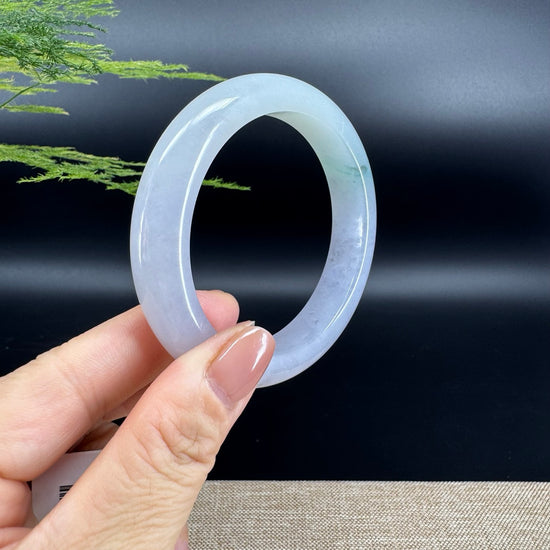 Genuine Burmese Icy Lavender Green Jade Jadeite Bangle Bracelet ( 58.1mm )