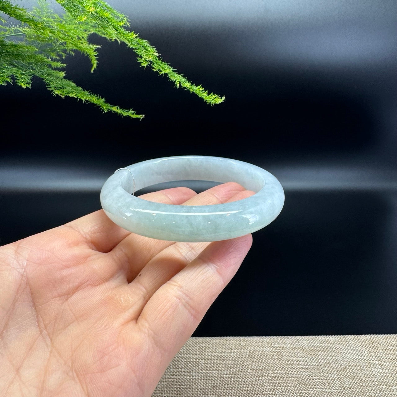 Genuine Burmese Lavender Green Jade Jadeite Bangle Bracelet ( 58.4mm )