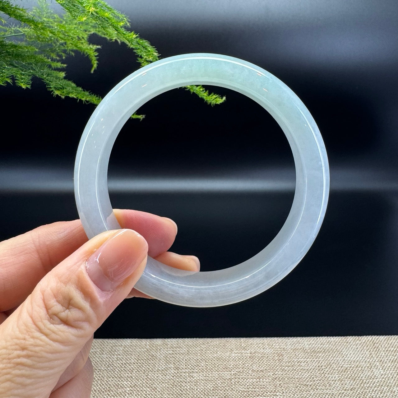 Genuine Burmese Lavender Green Jade Jadeite Bangle Bracelet ( 58.4mm )
