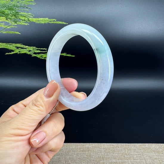Genuine Burmese Icy Lavender Green Jade Jadeite Bangle Bracelet ( 58.1mm )