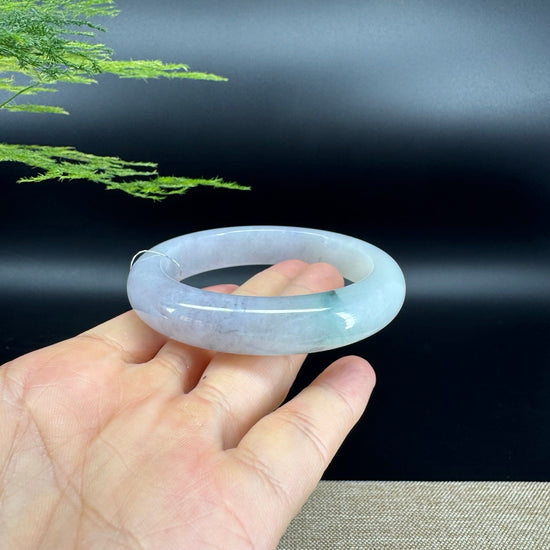 Genuine Burmese Icy Lavender Green Jade Jadeite Bangle Bracelet ( 58.1mm )