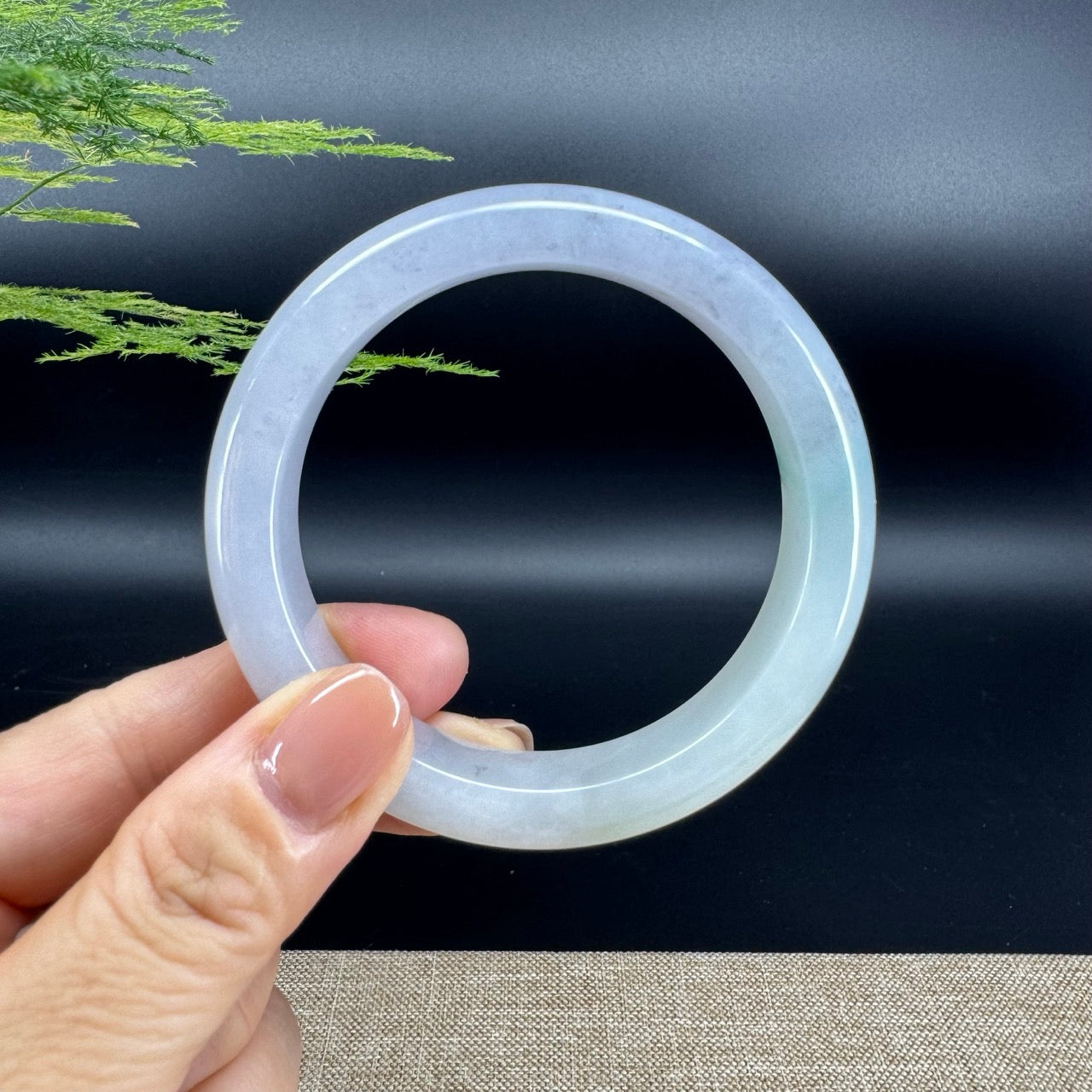 Genuine Burmese Icy Lavender Green Jade Jadeite Bangle Bracelet ( 58.1mm )