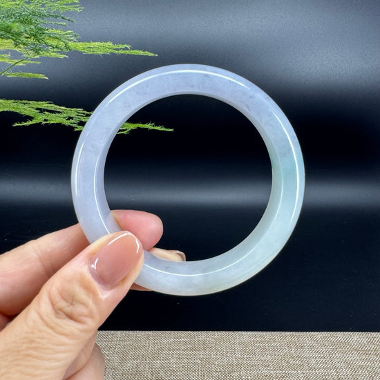 Genuine Burmese Icy Lavender Green Jade Jadeite Bangle Bracelet ( 58.1mm )