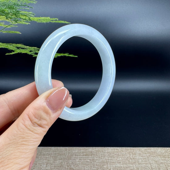 Genuine Burmese Light Lavender Green Jade Jadeite Bangle Bracelet ( 60.7mm )