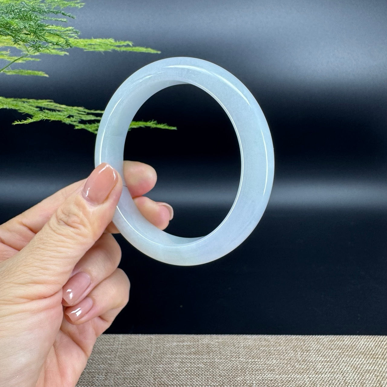 Genuine Burmese Light Lavender Green Jade Jadeite Bangle Bracelet ( 60.7mm )